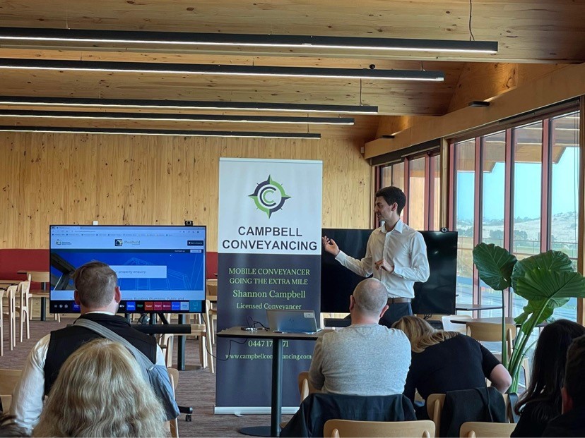 PlanBuild Tasmania Project Delivery Officer, Toby Whitton, Presenting at the Southern Tasmania Property Expo.