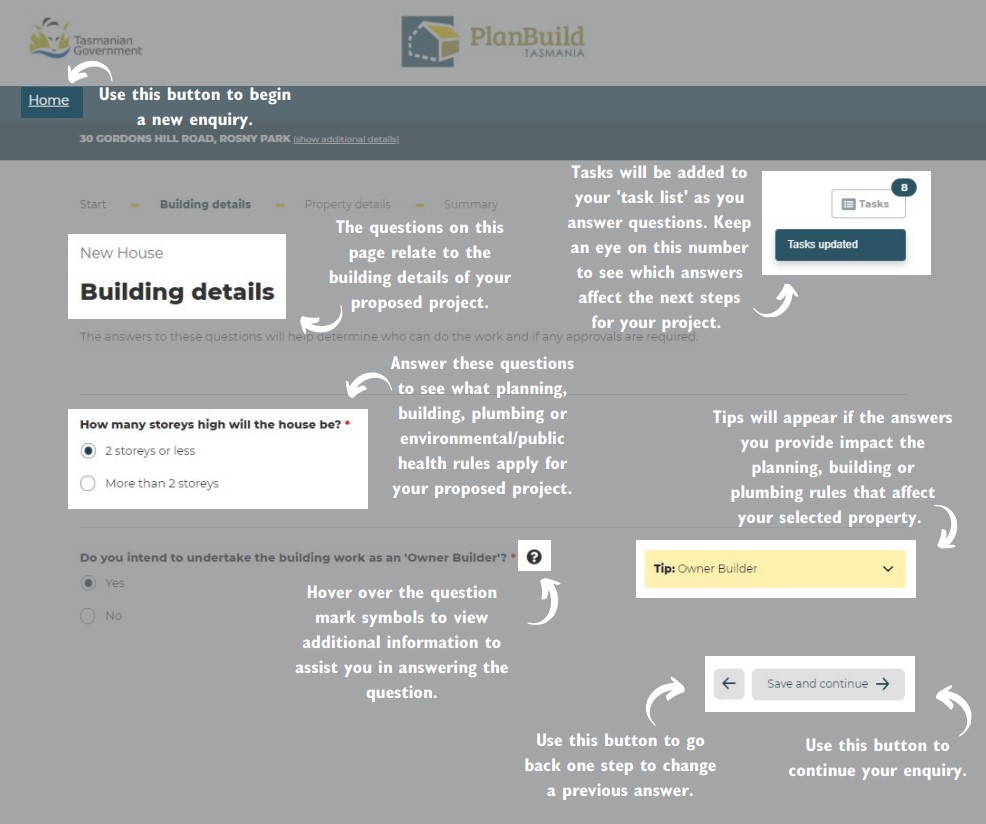 Building details screen explained